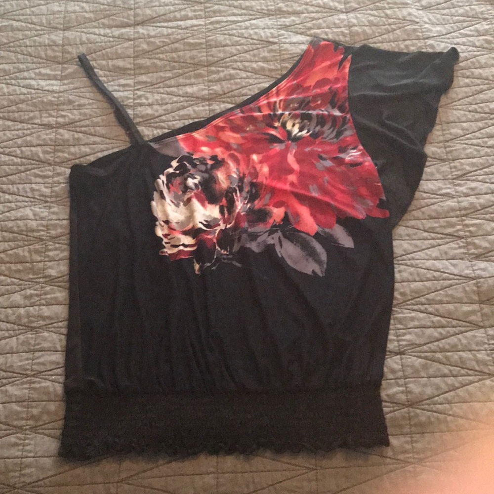 One shoulder black dress shirt
